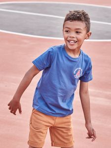 Sportief jongensshirt met motief koningsblauw