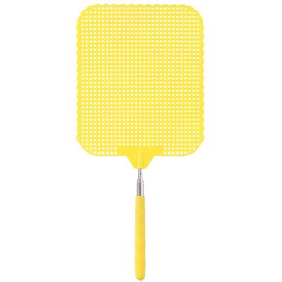 Uitschuifbare lange vliegenmepper - geel - van 34 naar 76 cm - metaal/kunststof