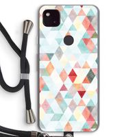 Gekleurde driehoekjes pastel: Pixel 4a 5G Transparant Hoesje met koord
