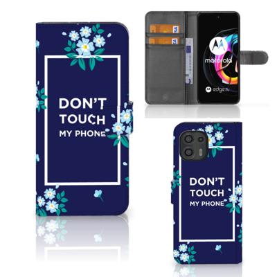 Motorola Edge 20 Lite Portemonnee Hoesje Flowers Blue DTMP Motorola Edge 20 Lite Portemonnee Hoesje Flowers Blue DTMP