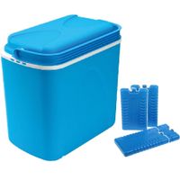 Koelbox blauw 24 liter 40 x 25 x 37 cm incl. 4 koelelementen - thumbnail