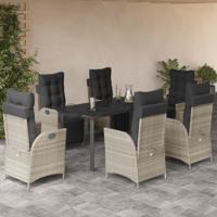 7-delige Tuinset met kussens poly rattan grijs