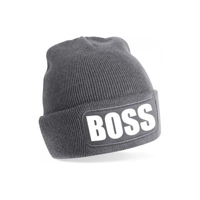 Bellatio Decorations - Boss tekst muts / beanie - onesize - grijs - De of een Baas