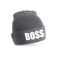 Bellatio Decorations - Boss tekst muts / beanie - onesize - grijs - De of een Baas