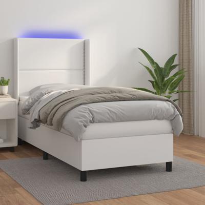 Boxspring met matras en LED kunstleer wit 90x200 cm
