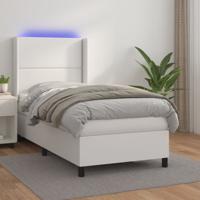 Boxspring met matras en LED kunstleer wit 90x200 cm