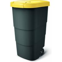 Afvalcontainer/rolemmer Wheeler - geel - 110 liter - 54 x 50 x 85 cm - huis/tuin afval scheiden