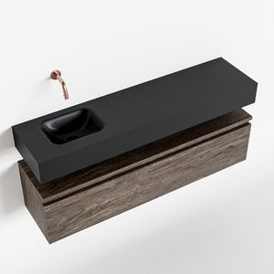 Toiletmeubel Mondiaz Andor | 120 cm | Meubelkleur Dark brown | Lex vrijhangend wastafel Urban Links | Zonder kraangat
