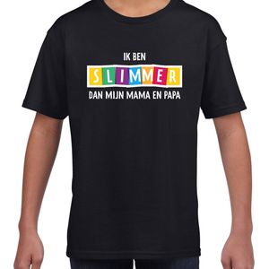 Ik ben slimmer dan mijn papa en mama fun tekst t-shirt zwart kids