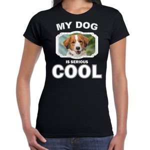 Kooikerhondjes honden t-shirt my dog is serious cool zwart voor dames