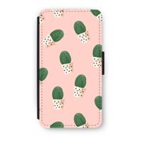 Cactusprint roze: iPhone XS Flip Hoesje