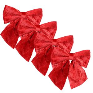 Kerst ornamenten strikken - 4x st - rood - 12 x 13 cm - kerstboomstrikjes