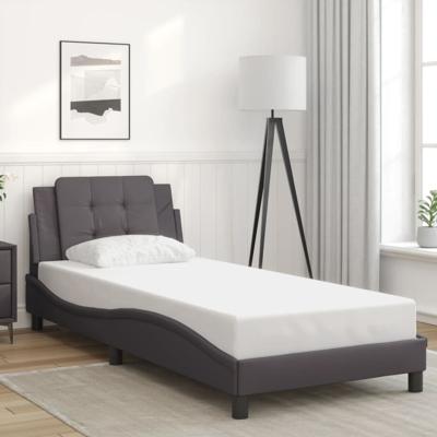 Bedframe met hoofdbord kunstleer grijs 100x200 cm