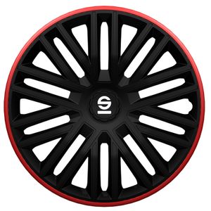 4-Delige Sparco Wieldoppenset Bergamo 16-inch zwart/rood SP1685BKRD