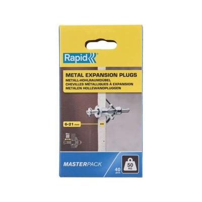 RAPID - Metalen expansieankers voor gipsplaat 6-21 mm | Verpakking van 40 | Maximale belasting 50 kg | - (5001567)