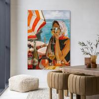 Urban Cotton Wandkleed 'Aperol O'clock' 110 x 145cm in Frame - black