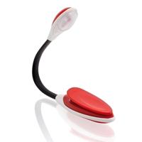 LED leeslampje met klem - 2x - buigbaar - op batterijen - rood - boeken lezen - 25 cm