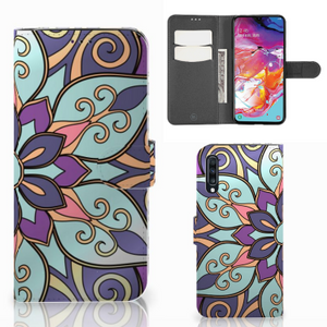 Samsung Galaxy A70 Hoesje Purple Flower