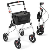 Opvouwbare Rollator met 4 Wielen & Remmen Lichtgewicht Medische Rollator in Hoogte Verstelbaar met Handgreep Dienblad Opbergmand