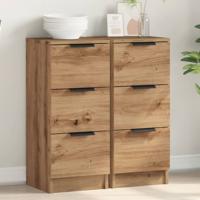 Dressoirs 2 st 30x30x70 cm bewerkt hout artisanaal eikenkleur