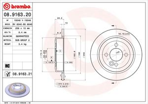 Remschijf BREMBO, Remschijftype: Massief, u.a. für Mini