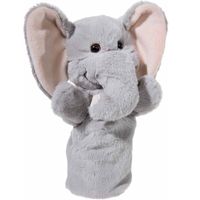 Grijze olifant handpop knuffel 25 cm knuffeldieren - thumbnail