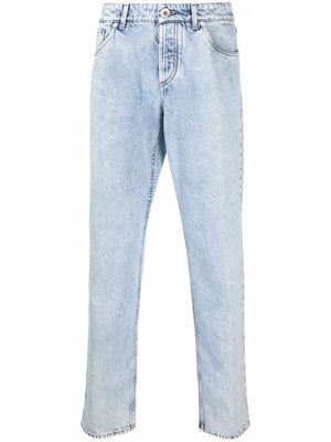 Brunello Cucinelli jean droit à effet délavé - Bleu