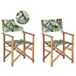 Beliani CINE - Tuinstoel-Groen-Polyester, Acaciahout