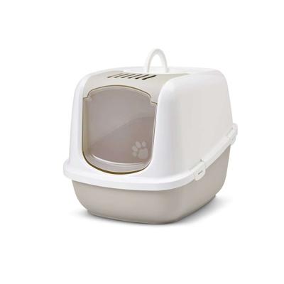 SAVIC Nestor Jumbo Wit - Koffie - overdekte kattenbak - 66,5x48,5x46,5 cm - 1 st.