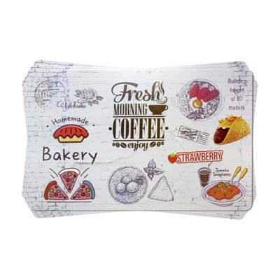 Placemats - 6x - koffie print - wit - 28 x 43 cm - kunststof