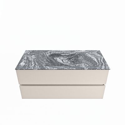 MONDIAZ VICA-DLUX 110cm badmeubel onderkast Linen 2 lades. Inbouw wastafel CLOUD midden 1 kraangat, kleur Lava.