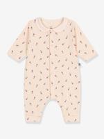 Lange katoenen jumpsuit voor baby PETIT BATEAU vanille Lange katoenen jumpsuit voor baby PETIT BATEAU vanille