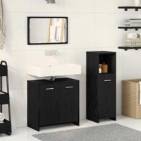 Badkamermeubelset met opslag 3 pcs Zwart Eiken 60 x 33 x 60 cm