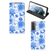 Smart Cover voor Samsung Galaxy S21 FE Flowers Blue - thumbnail