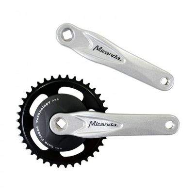 Miranda beta 1 crankstel met disc 95mm 33 tands crank gepolijst zwart