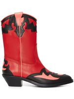 Molly Goddard bottines Dora Western en cuir - Rouge