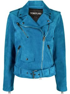 TOM FORD veste de moto en daim - Bleu