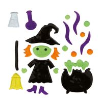 Halloween - Horror gel raamstickers heks - 20 x 25 cm - oranje - Halloween thema decoratie/versiering