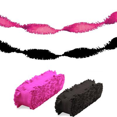 Folat versiering feest slingers - combi set - roze en zwart - 24 meter - crepe papier Folat versiering feest slingers - combi set - roze en zwart - 24 meter - crepe papier