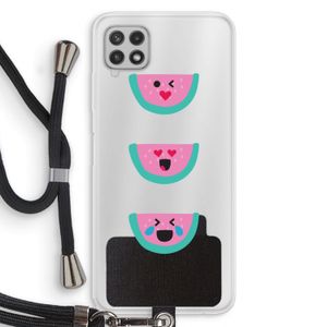 Smiley watermeloen: Samsung Galaxy A22 4G Transparant Hoesje met koord