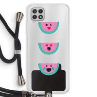 Smiley watermeloen: Samsung Galaxy A22 4G Transparant Hoesje met koord