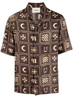 Nanushka chemise en soie à imprimé graphique - Marron