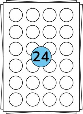 Huismerk A4 Stickervellen voor pakketten en brieven | 40 mm | ROND - Wit - 24 Stickers per Vel - 100 stuks per verpakking