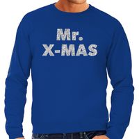 Foute kerstborrel trui / kersttrui Mr. x-mas zilver / blauw heren 2XL (56)  - - thumbnail