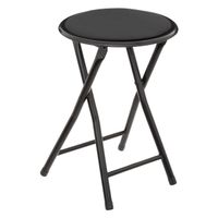 5Five Bijzet krukje/stoel - Opvouwbaar - zwart fluweel - 29 x 45 cm   - - thumbnail