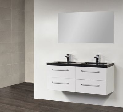 Badkamermeubel Exclusive CoreStone 120 cm (4 lades, 2 uitsparing) Wit