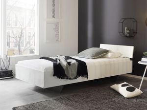 Bed IXANA 90x200 cm hoogglans wit met hoofdeinde