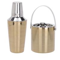 Cocktail set goudkleurig - Shaker en ijsemmer met deksel - 500ml/1.7liter