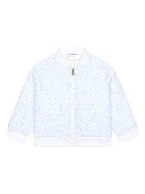 Dolce & Gabbana Kids veste bomber zippée à logo imprimé - Bleu