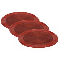 Placemat - 12x stuks - rood - D35 cm - kunststof - rond - onderlegger